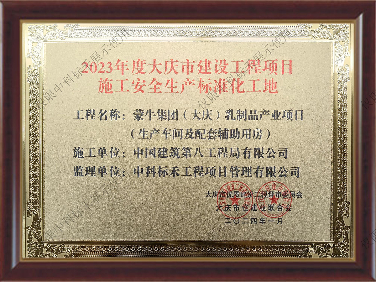 大庆市建设工程项目施工安全生产标准化工地2023年